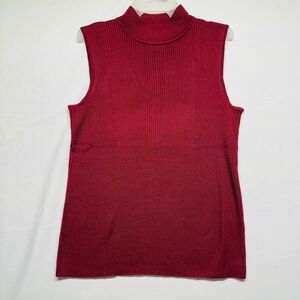 212 Collection Sleeveless Mock Turtleneck Sweater Magenta Burgundy Womens Large